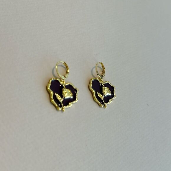 Rose heart earrings N1113 - Picture 3 of 4